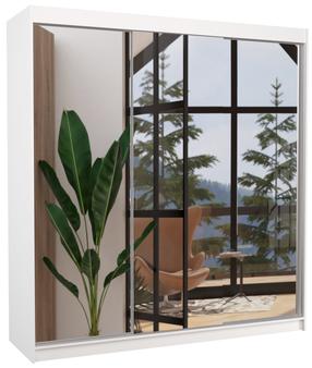 Spinta ADRK Austin 200, balta, 58 cm x 200 cm x 215 cm, su veidrodžiu