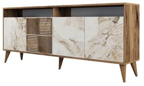 Komoda Kalune Design Milan 845HCT5317, balta/riešuto, 35 cm x 180 cm x 78.6 cm