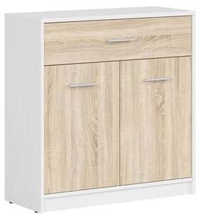 Komoda Nepo Plus S435-KOM2D1S-BI/DSO, ąžuolo/balta, 34 cm x 80 cm x 84 cm