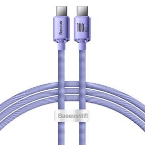Įkrovimo laidas Baseus CAJY000605, 2 x USB Type C, 120 cm, violetinė, 100 W