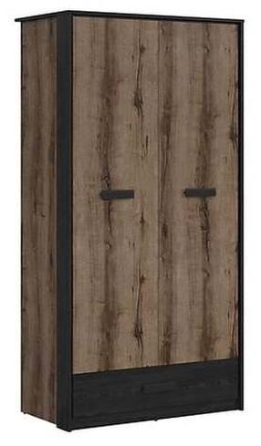 Spinta Kassel, ąžuolo/juoda, 55 cm x 100 cm x 195 cm