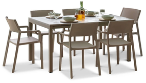 Lauko baldų komplektas Trill/Rio 6/140, rusvai gelsva, 6 vietų