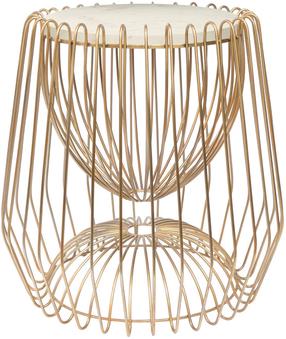 Kavos staliukas Kayoom Malibu 225, balta/žalvario, 50 cm x 50 cm x 51 cm