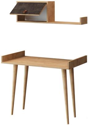 Rašomasis stalas su lentyna Kalune Design Brush 811MDD3812, ąžuolo/tamsiai pilka