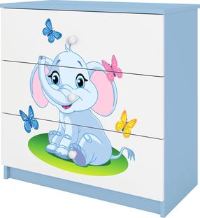 Komoda Kocot Kids Babydreams Baby Elephant, mėlyna/balta, 80 cm x 41 cm x 80.5 cm