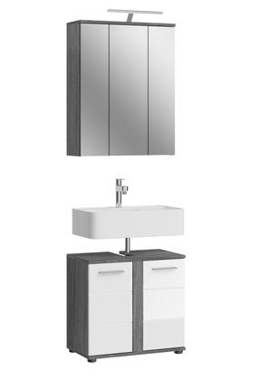 Vonios lentynų komplektas su veidrodžiu MC Akcent Blake, balta/pilka, 34 cm x 60 cm