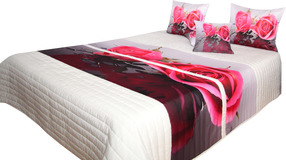 Lovatiesės komplektas Mariall 3D N38w, kreminė/pilka/rožinė, 220 cm x 240 cm