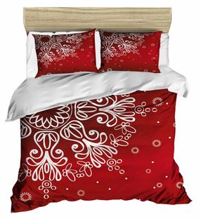 Kalėdinis patalynės užvalkalų komplektas Mijolnir 178PRL2077, baltas/raudonas, 200 x 220 cm