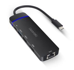 Jungčių stotelė Gearlab USB-C 5-in-1 Mobile Hub PD100W USB-C male, USB-C/USB 3.0/USB 2.0/ HDMI/ RJ-45 female, juoda