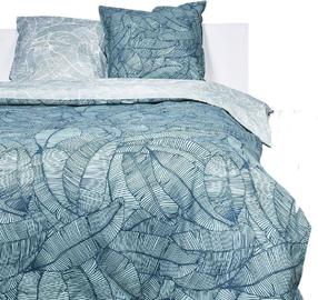 Patalynės užvalkalų komplektas TODAY Leaves, mėlynas/baltas, 220 x 240 cm