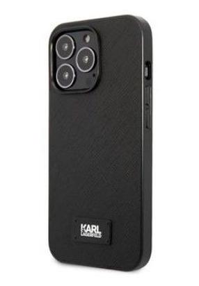 Telefono dėklas Karl Lagerfeld Saffiano Plaque, Apple iPhone 13 Pro Max, juoda