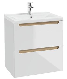 Vonios spintelė su praustuvu Deftrans Stilla D60 + Plan 60, ąžuolo/balta, 45 cm x 60 cm x 60 cm