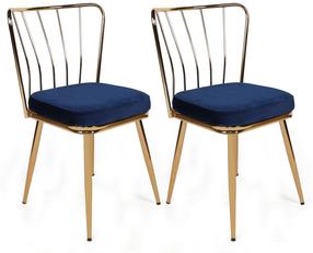 Kėdžių rinkinys Kalune Design 924 V2 974NMB1695, blizgi, aukso/tamsiai mėlyna, 42 cm x 43 cm x 82 cm, 2 vnt.