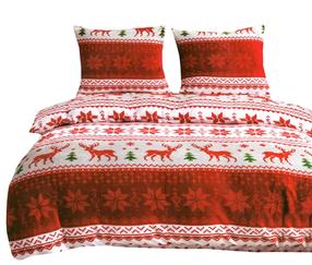 Patalynės užvalkalų komplektas PEKA-07, balta/raudona/žalia, 200 x 220 cm