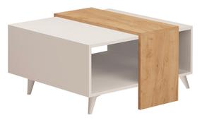 Kavos staliukas Kalune Design Dowel, ąžuolo/balta, 80 cm x 80 cm x 40 cm