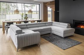 Kampinė sofa Louis Borneo 4, pilka, dešininė, 202 x 347 cm x 92 cm