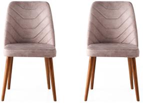 Kėdžių rinkinys Kalune Design Dallas 555 974NMB1193, riešuto/smėlio, 49 cm x 50 cm x 90 cm, 2 vnt.