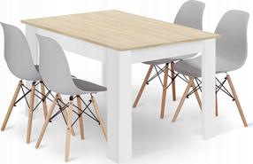 Valgomojo komplektas Leobert Osaka, baltas/pilkas/rudas/ąžuolo