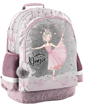 Mokyklinė kuprinė Paso Ballerina 11P-035130, rožinė/pilka, 29 cm x 17 cm x 42 cm