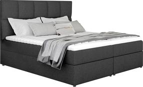 Lova dvigulė continental Glossy Inari 96, 185 x 210 cm, tamsiai pilka, su čiužiniu, su grotelėmis