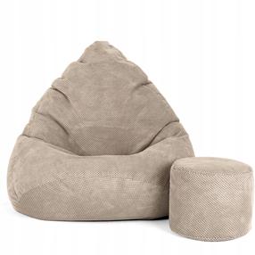 Sėdmaišis su pufu Sako Mega Dot Velour M, smėlio