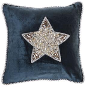 Dekoratyvinė pagalvėlė Miloo Magic Snowy Moments Xmas Pearl Star, tamsiai mėlyna, 30 cm x 30 cm