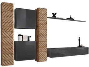 Svetainės baldų komplektas Switch VI, vidaus, rudas/grafito