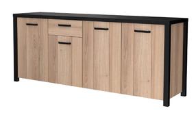 Komoda Forte Brooklyn BLHK2421-C876, ąžuolo/juoda, 52 cm x 210 cm x 86 cm