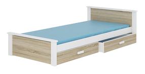 Vaikiška lova viengulė ADRK Aldex, balta/rusva, 90 x 200 cm, su patalynės dėže, su čiužiniu