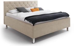 Lova dvigulė San Remo, 180 x 200 cm, chromo/smėlio, be čiužinio, su grotelėmis