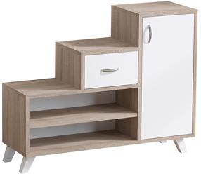 Batų spintelė Kalune Design Retro, balta/smėlio, 33 cm x 90 cm x 77 cm