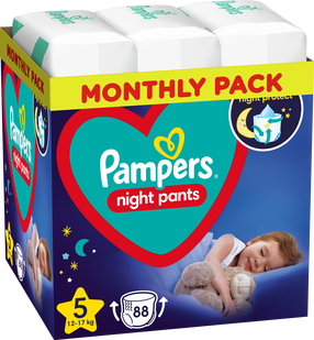 Sauskelnės nakčiai Pampers Night Pants, 5 dydis, 12 - 17 kg, 88 vnt.