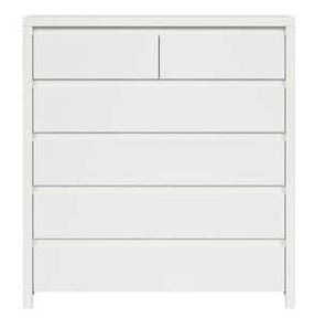 Komoda Kaspian S128-KOM6S-BI/BIM, balta, 104.5 cm x 40 cm x 112 cm