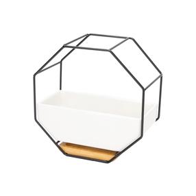 Pakabinamas gėlių vazonas Domoletti TRRT012, keramika/metalas, baltas/juodas