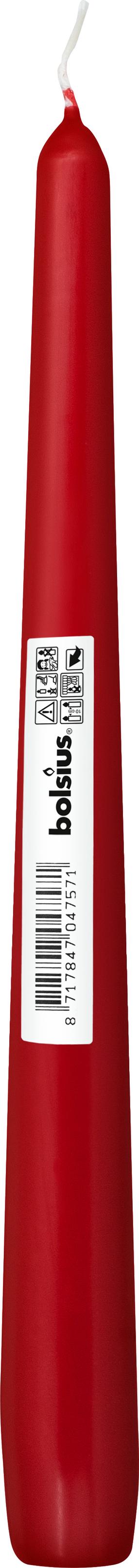 Žvakė, kūginė Bolsius, 7.5 h, Raudona