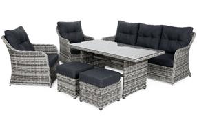 Lauko baldų komplektas Bergamo, pilkas/šviesiai pilka, 7 vietų