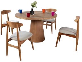 Valgomojo komplektas Kalune Design Albero 141, kreminės spalvos/buko