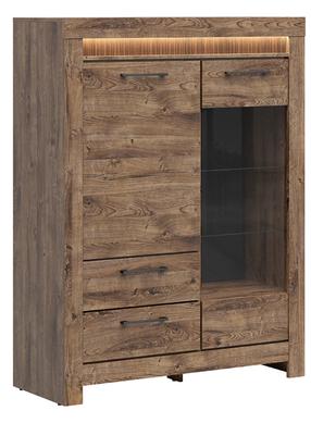 Vitrina Torin S481-REG1D1W2S-DRB, ruda, 45 cm x 114 cm x 150 cm