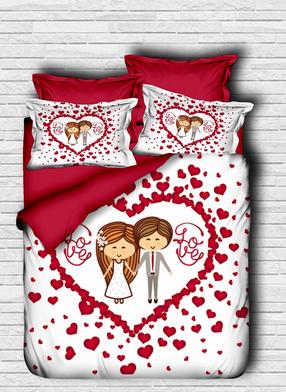 Patalynės užvalkalų komplektas Mijolnir 164 178PRL1339, baltas/raudonas, 160 x 220 cm