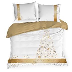 Kalėdinis patalynės užvalkalų komplektas PTS-002, aukso/baltas, 140 x 200 cm