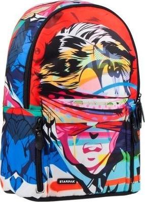 Mokyklinė kuprinė Starpak Face, įvairių spalvų, 30 cm x 15 cm x 43 cm