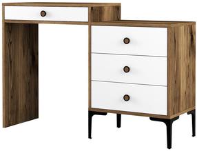 Kosmetinis staliukas Kalune Design Lizbon 551, balta/riešuto, 40 cm x 124 cm x 84.7 cm