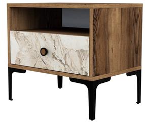 Naktinis staliukas Kalune Design Lizbon 531, balta/riešuto/smėlio, 40 cm x 56 cm x 50.8 cm