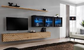 Svetainės baldų komplektas ASM Switch XVII L, vidaus, rudas/juodas