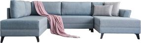 Kampinė sofa - lova Hanah Home Eris, mėlyna, kairinė, 300 x 157 cm x 78 cm