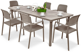 Lauko baldų komplektas Bora/Libeccio 6+1, rusvai gelsva, 6 vietų