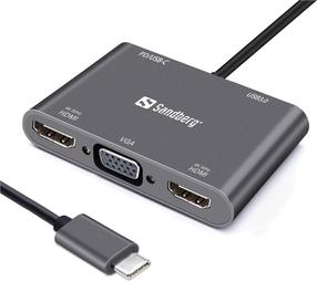 Jungčių stotelė Sandberg USB-C Dock 2xHDMI+1xVGA+USB+PD