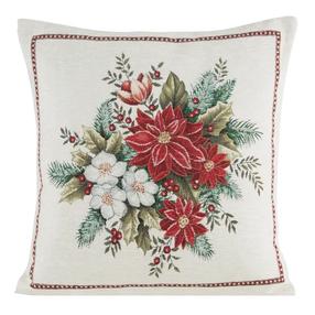 Kalėdinis dekoratyvinės pagalvėlės užvalkalas, raudona/smėlio, 45 cm x 45 cm