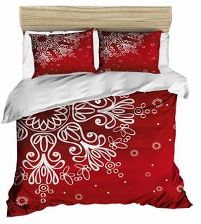 Kalėdinis patalynės užvalkalų komplektas Mijolnir 178PRL1277, baltas/raudonas, 200 x 220 cm