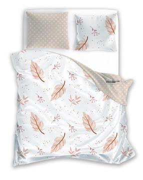 Patalynės užvalkalų komplektas PEQ-008, balta/oranžinė/smėlio, 140 x 200 cm